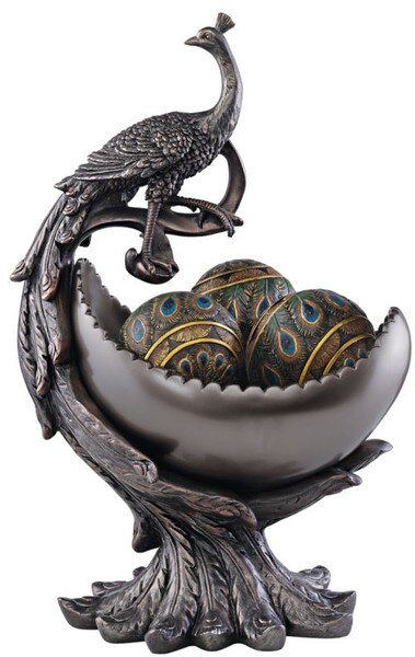 Peacock Bounty Centerpiece Sculptural Bowl Decorative Item